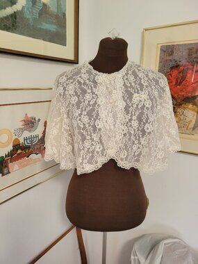 Vintage Nylon Lace Bed Cover Or Bed Jacket Size M